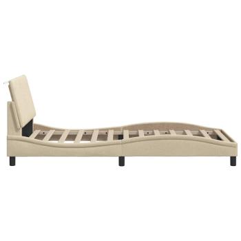 Bettgestell ohne Matratze Creme 100x200 cm Stoff