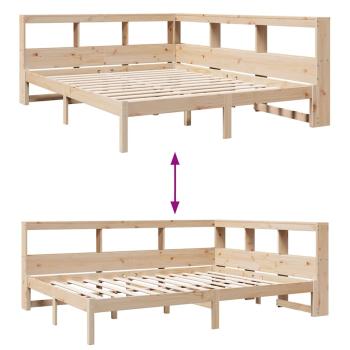 Massivholzbett mit Regal ohne Matratze 160x200 cm Kiefernholz
