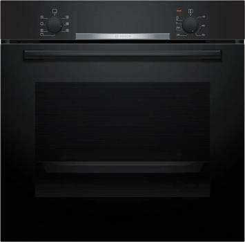 ARDEBO.de Bosch HBA510BA3 Serie 2 EEK: A Einbaubackofen, 71 L, 60 cm breit, 3D-Heißluft, Drehwähler, schwarz
