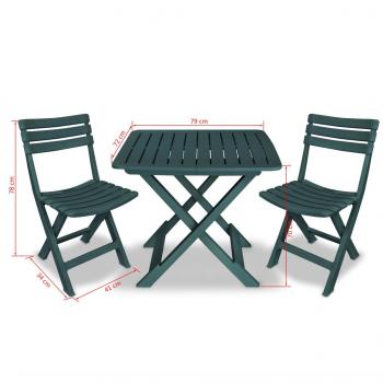 3-tlg. Bistro-Set Klappbar Kunststoff Grün