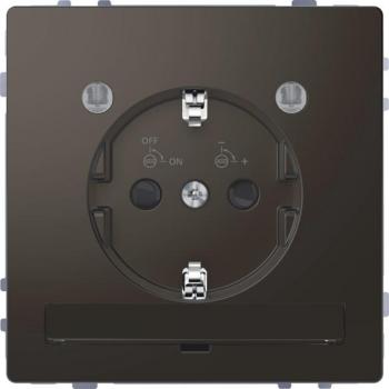 ARDEBO.de Merten SCHUKO-Steckdose mit Lichtauslass und LED-Beleuchtungs-Modul, System Design, erhöhter Berührungsschutz, Steckklemmen, anthrazit (MEG2304-6034)