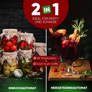 ProfiCook PC-EKA 1283 Einkochautomat, 2100W, 32 Liter Tankinhalt, Cool Touch-Griffe, Edelstahl