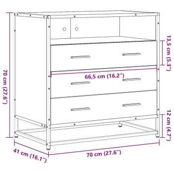 Schubladenschrank Grau Sonoma 70x41x70 cm Holzwerkstoff