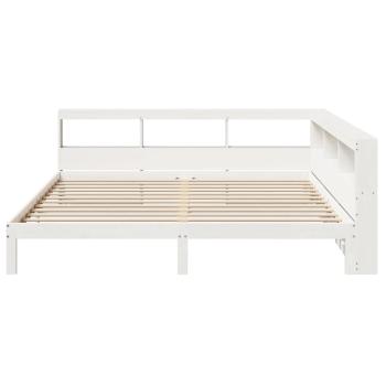 Massivholzbett mit Regal ohne Matratze Weiß 180x200 cm Kiefer