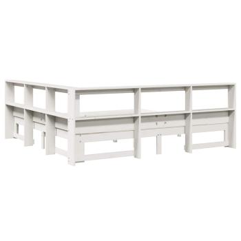 Massivholzbett mit Regal ohne Matratze Weiß 180x200 cm Kiefer