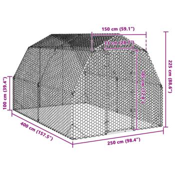 Hühnerstall 2,5x4x2,25 m Verzinkter Stahl