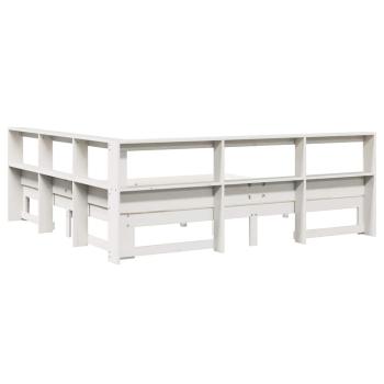 Massivholzbett mit Regal ohne Matratze Weiß 200x200 cm Kiefer