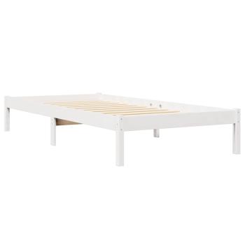 Massivholzbett mit Regal ohne Matratze Weiß 90x200 cm Kiefer