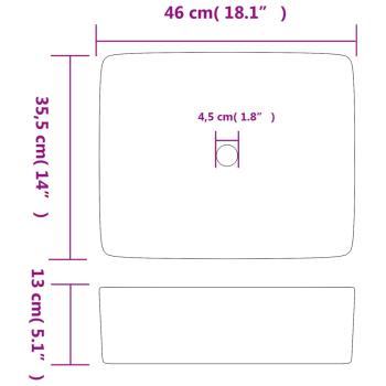 Aufsatzwaschbecken Schwarz Blau Rechteckig 46x35,5x13cm Keramik