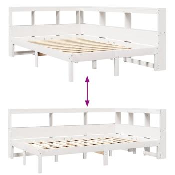 Massivholzbett mit Regal ohne Matratze Weiß 120x200 cm Kiefer