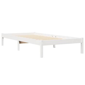 Massivholzbett mit Regal ohne Matratze Weiß 75x190 cm Kiefer