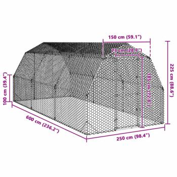 Hühnerstall 2,5x6x2,25 m Verzinkter Stahl