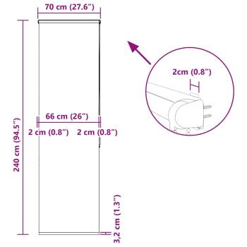 Duschrollo mit Kassette 70x240 cm Stoffbreite 66 cm