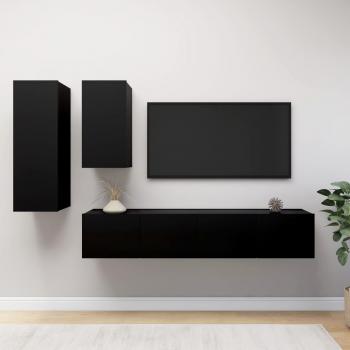 ARDEBO.de - 4-tlg. TV-Schrank-Set Schwarz Holzwerkstoff