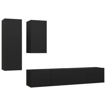 4-tlg. TV-Schrank-Set Schwarz Holzwerkstoff