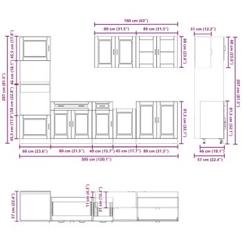 7-tlg. Küchenschrank-Set Braun Eichen-Optik Holzwerkstoff