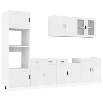 ARDEBO.de - 7-tlg. Küchenschrank-Set Kalmar Hochglanz-Weiß Holzwerkstoff