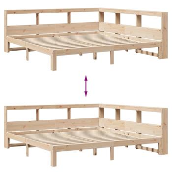 Massivholzbett mit Regal ohne Matratze 200x200 cm Kiefernholz