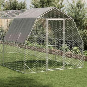 Hühnerstall mit Dach 2,5x6x2,25 m Verzinkter Stahl