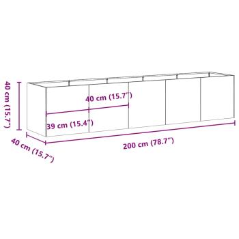 Pflanzkübel Rostig 200x40x40 cm Wetterfester Stahl