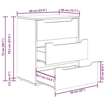 Sideboard VISNES Schwarz 60x40x73 cm Holzwerkstoff