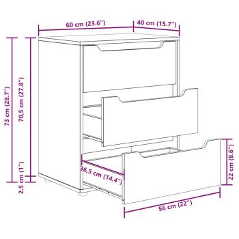 Sideboard VISNES Betongrau 60x40x73 cm Holzwerkstoff