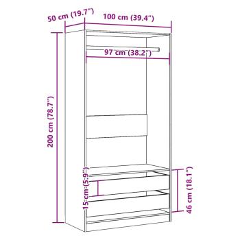 Kleiderschrank Artisan-Eiche 100x50x200 cm Holzwerkstoff
