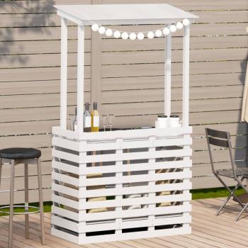ARDEBO.de - Gartenbar mit Dach Weiß 112,5x57x195,5 cm Massivholz Kiefer