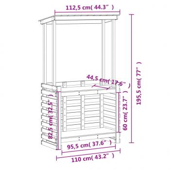 Gartenbar mit Dach Braun 112,5x57x195,5 cm Massivholz Kiefer