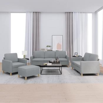 ARDEBO.de - 4-tlg. Sofagarnitur mit Kissen Hellgrau Stoff