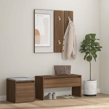 ARDEBO.de - Garderoben-Set Braun Eichen-Optik Holzwerkstoff
