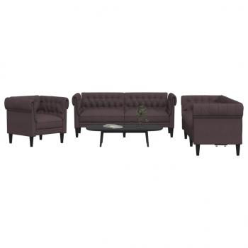 ARDEBO.de - 3-tlg. Sofagarnitur Dunkelbraun Stoff