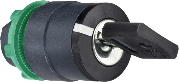 ARDEBO.de Schneider Electric ZB5AG2D Harmony XB5, Schlüsselschalter, Frontelement, Kunststoff, 22mm, 2 Stellungen, rastend, DOM 8D1, hellgrau, schwarz