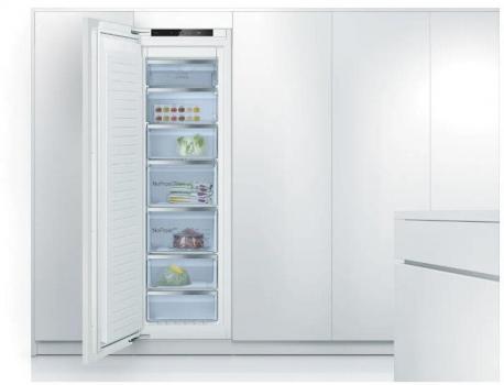 Bosch GIN81ACE0 Serie 6 Einbau Gefrierschrank, Nischenhöhe 177,5 cm, 212 L, Full No Frost, Festtürtechnik, Schnellgefrieren, weiß