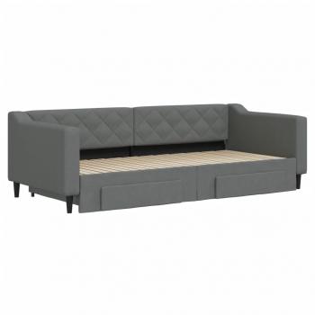 Tagesbett Ausziehbar mit Schubladen Dunkelgrau 90x200 cm Stoff