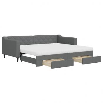 Tagesbett Ausziehbar mit Schubladen Dunkelgrau 90x200 cm Stoff