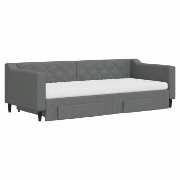 Tagesbett Ausziehbar mit Schubladen Dunkelgrau 90x200 cm Stoff