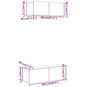 2-tlg. TV-Schrank-Set Wandmontage Altholz-Optik Holzwerkstoff