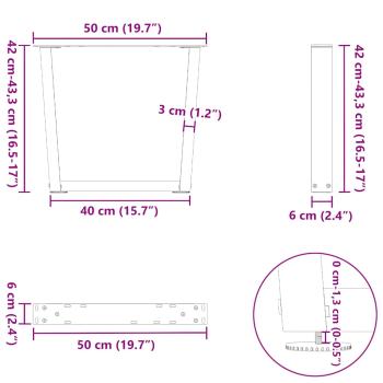 Couchtischbeine V-Form 2 Stück Schwarz 50x(42-43,3) cm Stahl