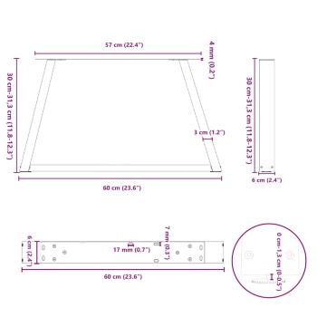 Esstisch Beine V-Form 2 Stück Weiß 60x(30-31,3) cm Stahl