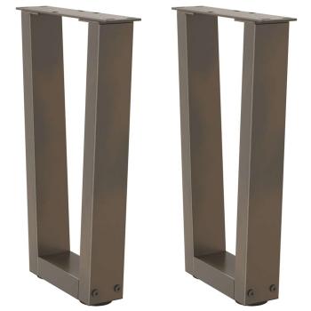 ARDEBO.de - Esstisch Beine V-Form 2 Stück Naturstahl 28x(42-43,3) cm Stahl