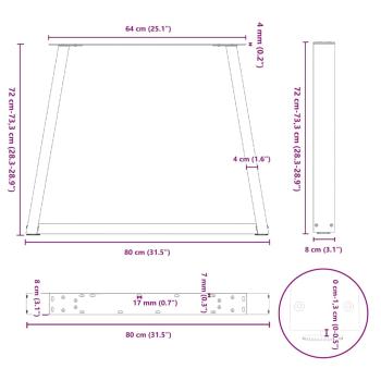 Esstisch Beine V-Form 3 Stück Anthrazit 80x(72-73,3) cm Stahl