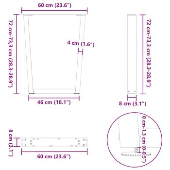 Esstisch Beine V-Form 2 Stück Schwarz 60x(72-73,3) cm Stahl