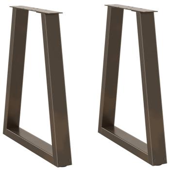 ARDEBO.de - Esstischbeine V-Form 2 Stück Naturstahl 60x(72-73,3) cm Stahl