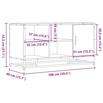 Schuhbank Grau Sonoma 100x40x53,5 cm Holzwerkstoff und Metall