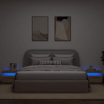 Nachttisch mit LED-Leuchten Artisan-Eiche 60x35x40 cm