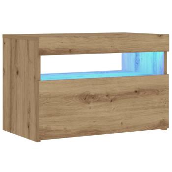 Nachttisch mit LED-Leuchten Artisan-Eiche 60x35x40 cm