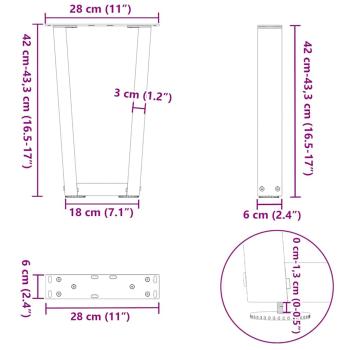 Esstisch Beine V-Form 2 Stück Anthrazit 28x(42-43,3) cm Stahl