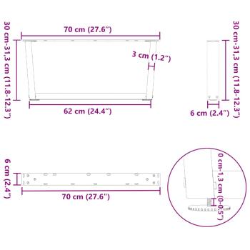 Esstischbeine V-Form 2 Stück Weiß 70x(30-31,3) cm Stahl