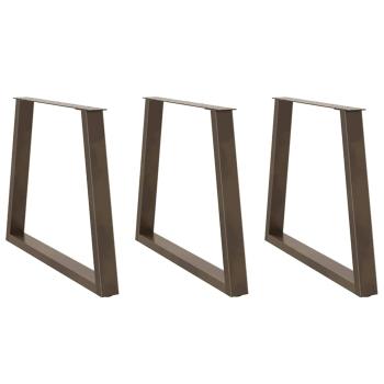 ARDEBO.de - Esstischbeine V-Form 3 Stück Naturstahl 70x(72-73,3) cm Stahl